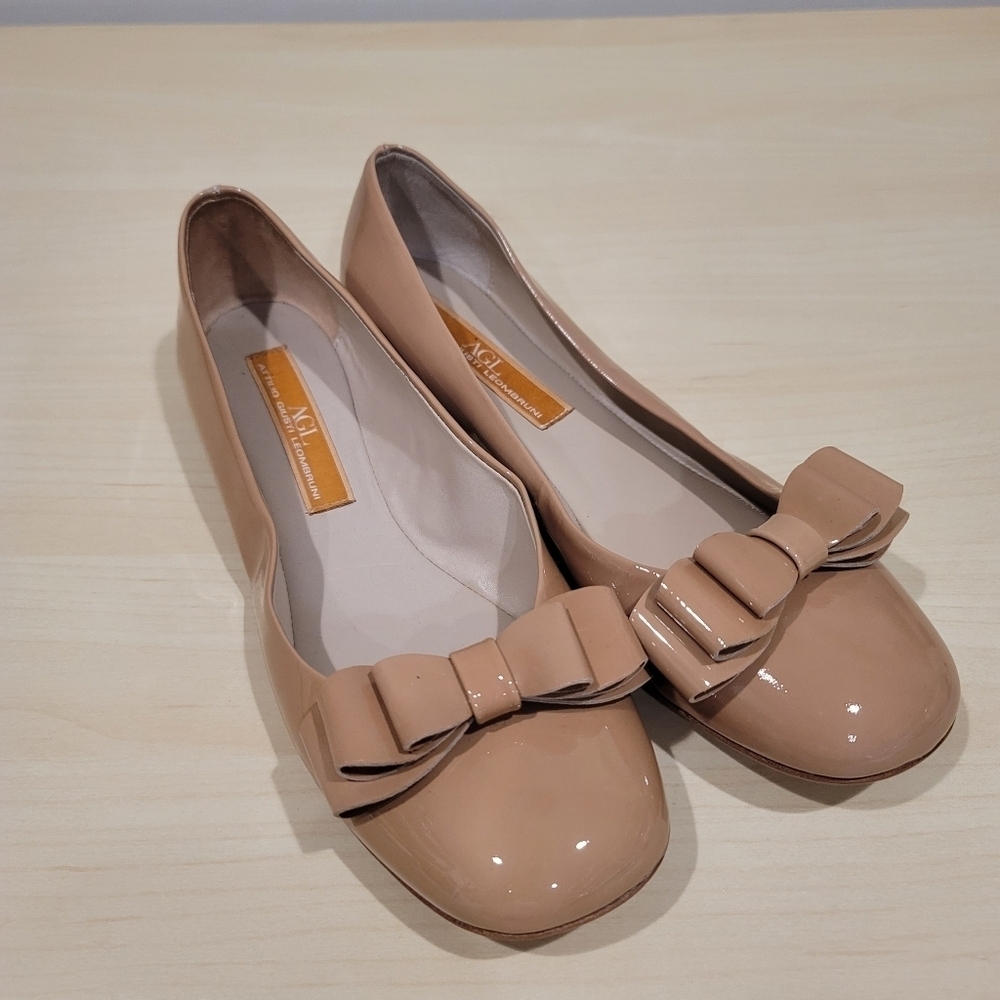 NWT Attilo Giusti Leombruni Ballet Flats Nude - 39.5 EU - AGL italian Luxury